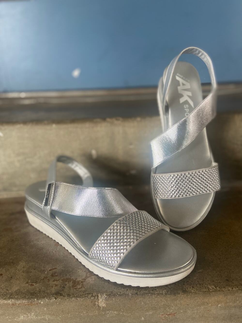 AK SPORT Lively silver slingback sporty sandal
